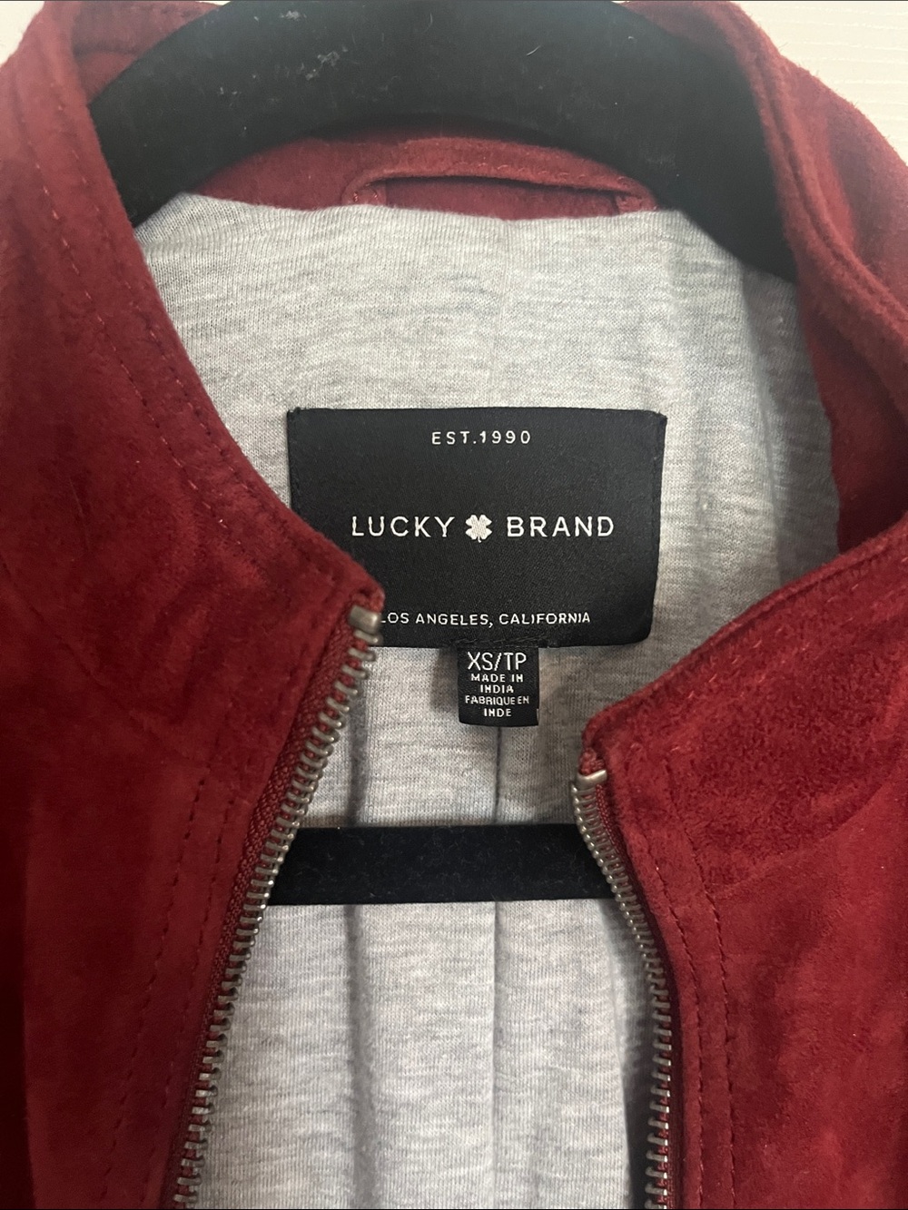 Lucky Brand Women's Red Suede Zip-Front Jacket - Picture 2 of 3